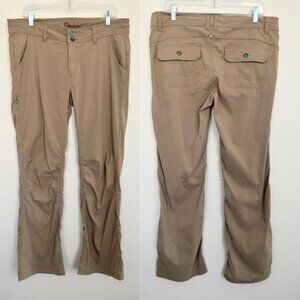 Prana Halle Pant Straight Leg Cargo Convertible Capri Beige Hiking Women Size 12